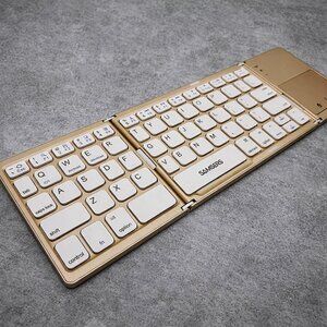 Samsers Foldable Bluetooth Keyboard w Touchpad Portable Rechargeable Gold